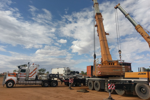 Contructions Site with  Crane and Truck — Crane Hire & Haulage in Mount Isa, QLD